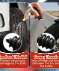 Close-up of 60 Piece Tire Repair Kit With Two Sizes Rubber Plugs And Vacuum Tire Plug Screws used on tires.