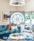 Bladeless Ceiling Fan With Light And Bluetooth Speaker, Flush Mount Low Profile Design in living room with modern decor