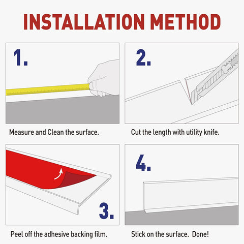Installation steps for Flexible Vinyl Baseboard Molding Trim 4 Inch By 20 Feet White Self Adhesive Peel And Stick Wall Base Molding