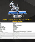 Straight Up Efficient 110V Quick Setup Automatic Desktop Conveyor Bottle Labeler Pro with Smart Touch Screen Display for Round Cosmetics Beverages and Grocery Stock on a black background.