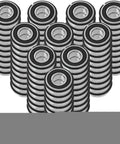 Shop Tested Garage Ready 100 Pack Of 6205nr Deep Groove Radial Ball Bearings Featuring Dual Metal Shields And Locking Snap Rings Sized 25Mm X 52Mm X 15Mm Built Different For Maximum Load Capacity And Ridiculous Durability stacked in rows.