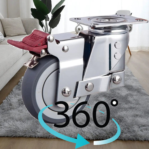 Heavy Duty Bulletproof Polyurethane Office Chair Wheels For Carpet Replacement Casters with 360° swivel design on a gray rug.