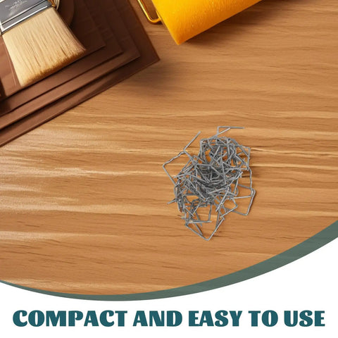 Super Quick Fix For Bumper Wreckage With 100 Pc Silver Steel Hot Stapler Plastic Repair Welding Rods Tool Kit on wood surface.