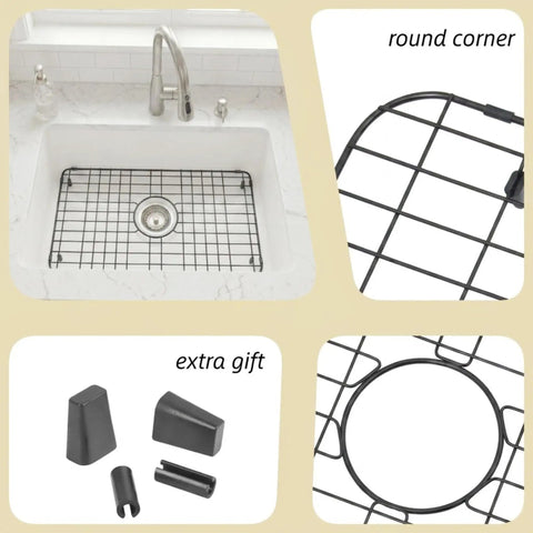 Black Stainless Steel Sink Grid For Kitchen Sinks 24 15/16 By 13 1/8 Inch Pro Grade Bottom Protector And Grate with accessories