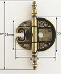 Top Shelf Old School Bronze Furniture Hinges For Cupboards And Wardrobes Rock Solid Zinc Alloy Heavy Duty Replacement Hardware For Wooden Cabinet Doors And Storage Drawers Small Size with measurements.