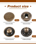 Leather Snaps And Fasteners Kit 15mm Metal Snap Button Kit With 4 Installation Tools Heavy Duty Brass Rivets Replacement bronze components