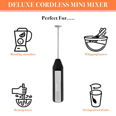 Portable Mini Mixer With Four Attachments For Beating Eggs Whipping Cream Mixing Dressings And Frothing Drinks