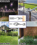 Image showing One Eighth Inch Stainless Steel Wire Rope Cable 100 Feet With M5 Turnbuckle in use for garden wire, clothesline, deck railing, and light hanging.