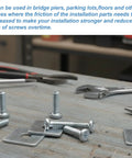 Tough As Nails 30 Piece Square Washer Set 2X2 Inch Galvanized Heavy Duty Carbon Steel Anti Vibration Fasteners on workbench.