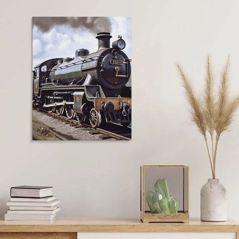 Steam Locomotive Train Poster On Cotton And Linen Hanging Wall Decor for Living Room and Bedroom Modern Framed Artwork with Rich Colors
