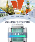 54 Inch Wide Commercial Reach In Display Refrigerator Featuring Dual Tempered Glass Doors Heavy Duty Beverage Merchandiser Cooler, 49 cu ft capacity.