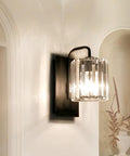 Black Crystal Wall Sconce Light Sleek Modern Indoor Wall Lighting For Living Room Hallway Bedroom Bathroom Stairway 10 Inch Single Sconce With Crystal Sparkle And Sturdy Metal Base