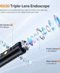 Exploded view of 50Ft SemiRigid Endoscope Camera With Light And 5 Inch IPS Screen Triple Lens Sewer Inspection Borescope