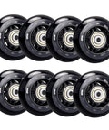 Inline Skate Replacement Wheels 60mm 82-88A With ABEC-7 Bearings, black set, ideal for indoor skating and scooter use.