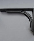 Heavy-Duty Wall Mount Shelf Brackets, Solid Steel Triangle Supports For Floating Shelves, matte black finish, side view.