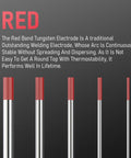 Red Tip One Eighth Inch TIG Tungsten Electrode Seven Inch Length WT20 EWTh2 10 Pack For Stable Arc And Pro Grade Durable Performance In Steel Aluminum And More AWS Certified
