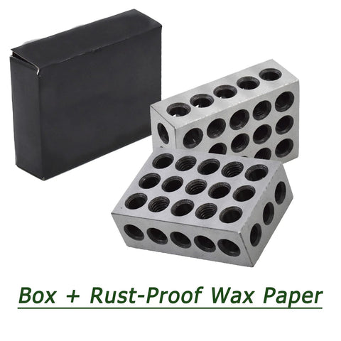 Timunr 1x2x3 accuracy parallel blocks, alloy steel, 23-hole, 1 pair with black storage box