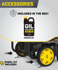 15,000-Watt MKE Series Portable Generator With Electric Start and CO Shield, accessories including engine oil and wheel kit