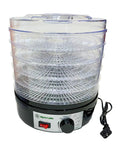 Slick 350 Watt Mushroom Dehydrator With Adjustable Temperature Control And Five Extra Tall Trays That Gonna Dry Your Fresh Herbs Hella Crisp While 360 Airflow Handles Batches Whole No Sweat Ever, compact design with five transparent trays.