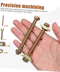 Professional Grade Furniture Connector Bolts 12 Pack Flat Head Wood Joiner Kit For Countertop Setup And Laminate Mounting Designed For Smooth Install With Zero Drama displayed in hand, showing bolts and nuts.