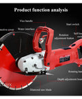 Tough As Nails Heavy Duty Electric Slotting Machine For Cutting Reinforced Concrete And Wood With 3000W Motor and detailed functions.