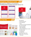 Emergency medical card and first aid kit from All In One Emergency Survival Kit With 360 Pcs Bug Out Bag First Aid Gear