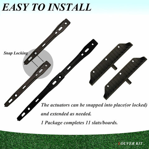 All In One Louver Hardware Kit For Blinds And Shutters Sunblind Brackets Holds Up To 11 Boards 48 Inch Black Outdoor Ready Includes 22 Brackets 10 Actuators And 99 Screws For Decks Patios And Privacy Walls