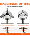 Three Jaw Self Centering Lathe Chuck 8 Inch demonstration of usage with hex wrench for adjusting clamping range