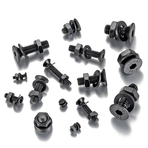 1310 Piece Metric Hex Socket Flat Head Screw Bolt Assortment Kit With Washers And Nuts M2 M3 M4 M5 M6 assorted black fasteners.