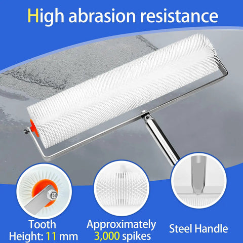 Self Leveling Concrete Tools Spiked Roller With 63in Telescopic Pole For Epoxy Resin And Concrete Floors, Boost Job Speed And Precision, Slash Labor Time In Half With A Pro Grade Kit white spike roller with steel handle, 11 mm teeth