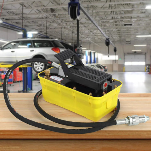 No Sweat Heavy Duty 10000 Psi Air Hydraulic Pump With 2.3L Half Gallon Tank, 3/8 Inch Outlet, 1/4 Inch Inlet, 6.6 Foot Hose, Killer Shop Press And Automotive Workhorse