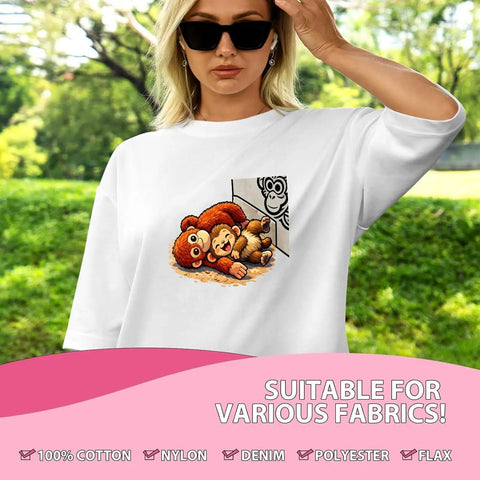 White shirt with Six Pack Dope Cute Baby Monkey Punchs Team DTF Transfers For T Shirts And DIY Clothing Ready To Press design.