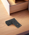 Beefy Heavy Duty Stainless Steel Flat Mending Brackets Set For Screens And Shelves on wooden surface