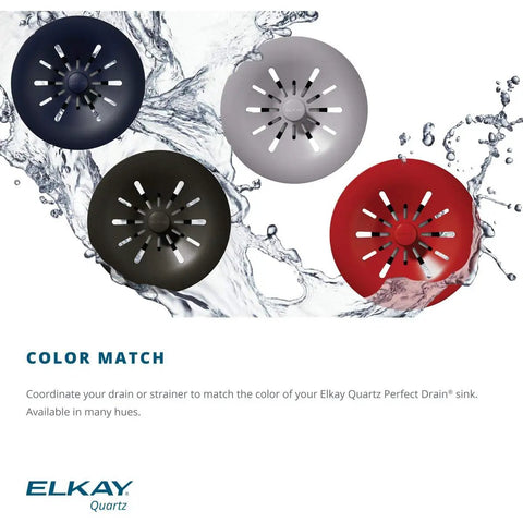 Quartz Color Matched Disposer Flange With Removable Basket Strainer And Rubber Stopper 3-1/2 Inch Polymer Drain in multiple colors