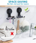 2 Pack Suction Cup Shower Razor And Bathroom Accessory Holder for Towel Loofah and Shaver Easy No Drill Mount installed on bathroom wall