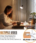 Clamp On Desk Lamp Clip On Reading Light With Adjustable Color Temperature from 3000K to 6500K in use on a desk with a laptop