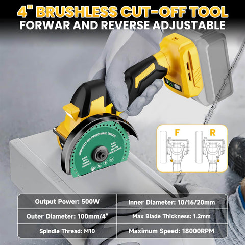 Cordless Cut Off Tool For 20V Max Batteries, 18,000 RPM Brushless Powerhouse with 4 inch blades and dust cover in use