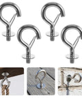 Heavy Duty Built To Last Stainless Steel M8 Hanger Bolts With Large Opening Hooks And Nuts For Swing Chairs Hammocks Racks