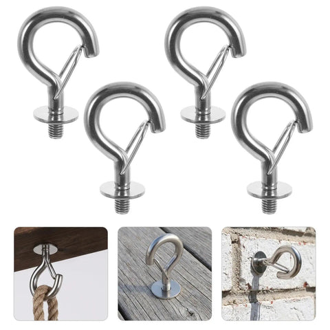 Heavy Duty Built To Last Stainless Steel M8 Hanger Bolts With Large Opening Hooks And Nuts For Swing Chairs Hammocks Racks