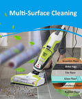 Bissell CrossWave vacuum replacement parts: 2-pack brush rolls and 2-pack filters, green/white unit on tiled floor