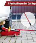 Heavy Duty Floor Jack Handle Replacement Built Like A Tank With Rock Solid Non Slip Grip Fits 20 To 32 Ton Hydraulic Car Jacks Compact Red Steel Lifting Bar No Sweat under vehicle with jack.
