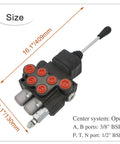 Hardworking Two Spool Hydraulic Directional Control Valve With 11 GPM Joystick For Small Tractors and Loaders, showing dimensions.