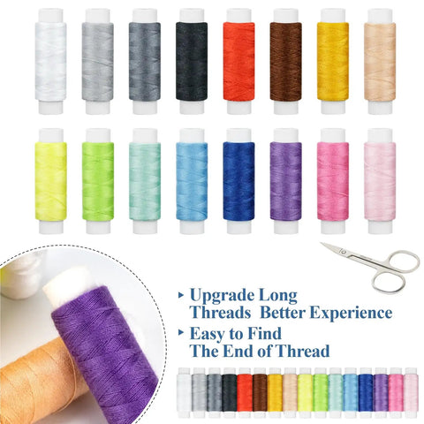 Colorful threads and scissors from 87 Piece Sewing Kit With Embroidery Supplies For Adults Beginners Complete Portable Repair Set