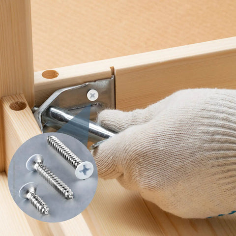 Pro Grade No Sweat Pack Of One Hundred Size Eight White Stainless Steel Self Tapping Wall Plate Screw Set in use to secure fasteners.