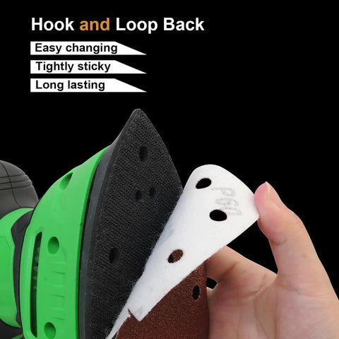 Hook and loop attachment for 120 Sheet Sandpaper Set For Mouse Detail Sander And Finger Sander With Hook And Loop Holes