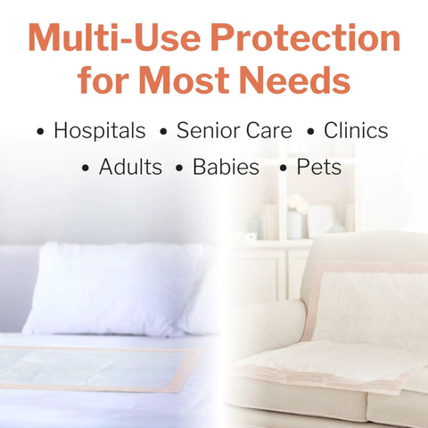 Heavy Absorbency Underpads 30 x 36 Inches Disposable Bed Pads 100 Count for Incontinence on a bed and sofa, multi-use protection.