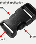 Heavy Duty Quick Side Release Buckle For Backpack Straps Built Tough Adjustable Plastic Clip Fasteners Durable Snap Buckle Clasp Fits 15mm 20mm 25mm 32mm 38mm 51mm Webbing Black with application directions