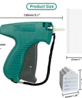 Top Shelf Clothing Tagging Gun Kit With 400 White Apparel Labels And 1600 Heavy Duty Barbs Includes Six Stainless Steel Needles For Smooth Pricing And No Sweat Retail Inventory Organization All Day, featuring detailed size dimensions.