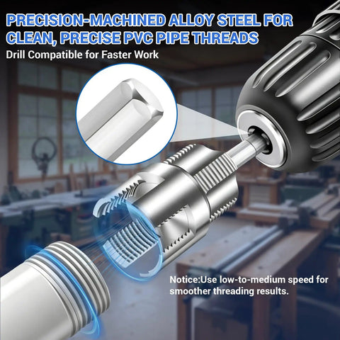 PVC Pipe Threader Kit For One Half And Three Quarter Inch Pipes With Internal And External Threading DIY Home Plumbing