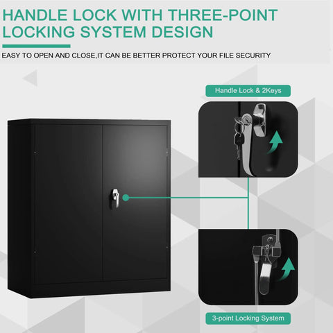 Heavy Duty Two Door Steel Locking Storage Cabinet With Adjustable Shelves Secure Garage Cupboard For Workshop Supplies And Daily Gear Lock Everything Up